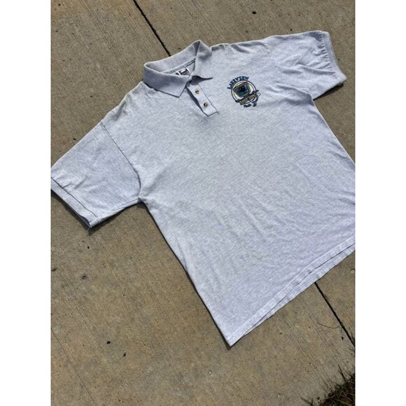 90’s Light Grey Blank Polo short Sleeve Shirt Single Stitch - Picture 2 of 5